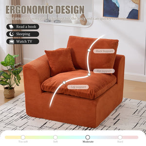 English Elm UNITED Cloud Couch Modular Sectional Sofa with Corduroy Cover, Ergonomic 2-Seater, No Assembly Needed Orange W1568P371118