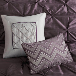 JLA Home Madison Park - 7 Tufted Comforter Set with Textured Pieced Design, Soft Durable Polyester, Easy-Care Elegance Plum MP10-659
