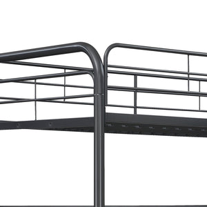 English Elm Furniture Triple Bunk Bed Black - Heavy Duty Steel Twin/Twin/Twin, Quiet Sturdy Frame, Safe Stairs W2297S00012