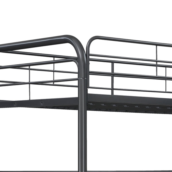 English Elm Furniture Triple Bunk Bed Black - Heavy Duty Steel Twin/Twin/Twin, Quiet Sturdy Frame, Safe Stairs W2297S00012