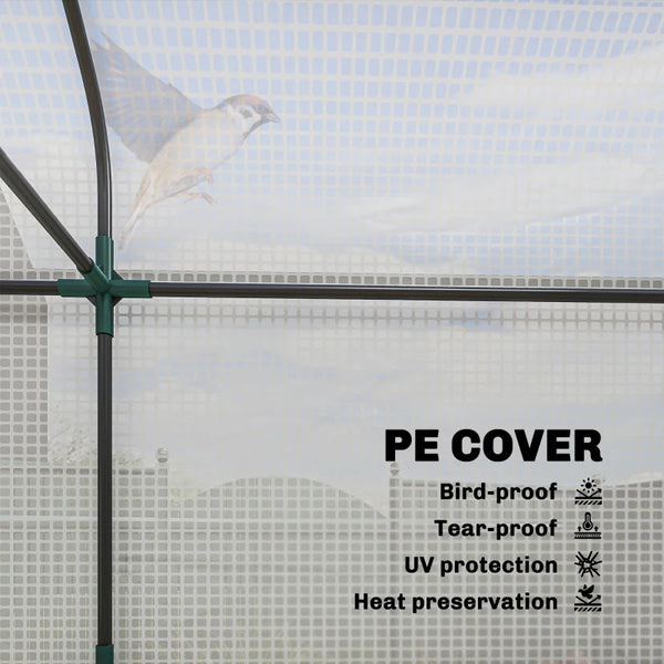 English Elm Portable Three Tier Mini Greenhouse with Uv Resistant Pe Cover and Steel Frame White T3971P468243