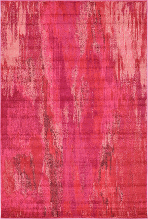 Unique Loom Jardin Lilly Machine Made Abstract Rug Pink, Brown/Burgundy/Ivory/Puce/Purple/Red/Pink/Salmon 6' 1" x 9' 0"