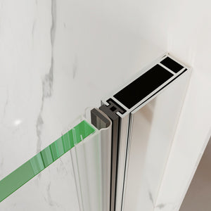 English Elm 30--32 in Frameless Pivot Shower Door Clear Tempered Glass Chrome Hardware Reversible W63777026