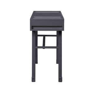 English Elm Metal Vanity Desk with Recessed Panel Design, One Drawer Accent Table for Stylish Bedroom Focal Point Gunmetal B016P317138