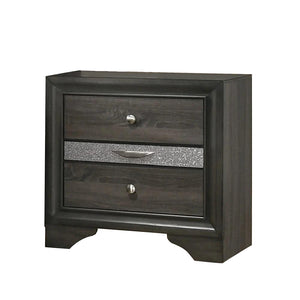 English Elm 3 Drawers Wooden Nightstand In Gray With Nickel Knobs – Modern Storage Solution For Any Space B016P251549