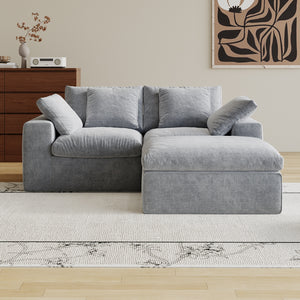 English Elm Modular Sectional Sofa - 3-Seater Light Gray Minimalist Design With Ottoman, Comfy Sleeper Option W3622S00010