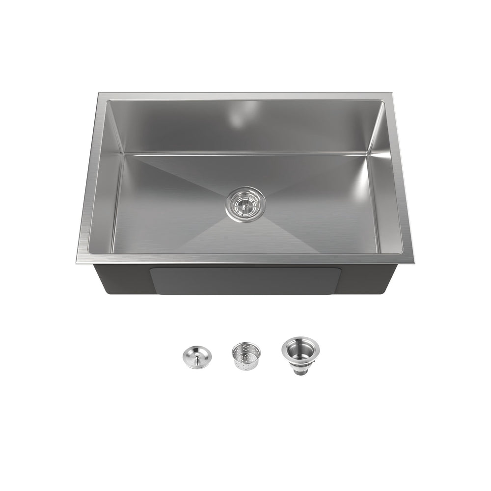 English Elm Stainless Steel Undermount Kitchen Sink Handmade Single Bowl Nano Brushed Finish T3177P286042