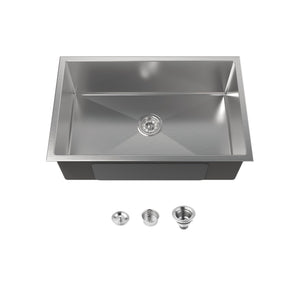 English Elm Stainless Steel Undermount Kitchen Sink Handmade Single Bowl Nano Brushed Finish T3177P286042