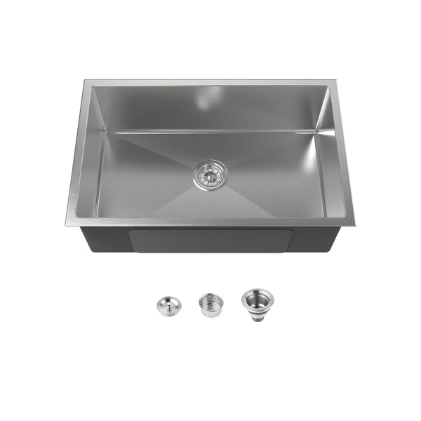 English Elm Stainless Steel Undermount Kitchen Sink Handmade Single Bowl Nano Brushed Finish T3177P286042