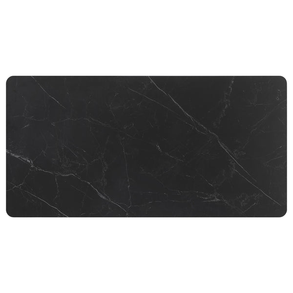 English Elm Smith Black Rectangular Ceramic Top Dining Table with 3 Drawers, Gunmetal Pulls, Industrial Chic Storage B062S00875