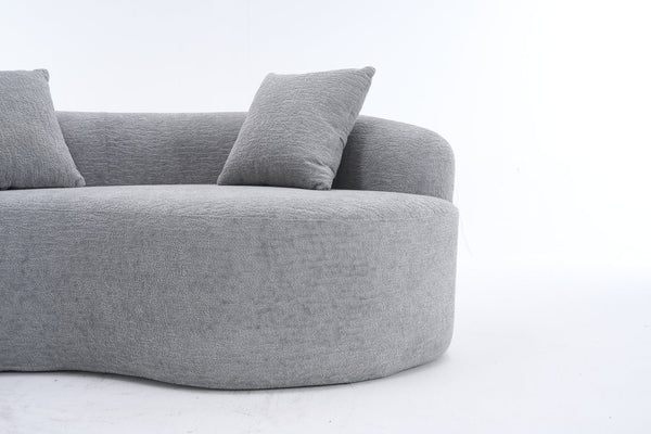 English Elm LY-042 Zen-Inspired S-Curved Dual-Depth Loveseat with Chenille Upholstery, Ready-to-Use Comfort Light Gray W2231P329726
