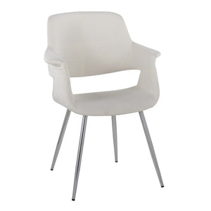 English Elm Vintage Flair Glam/Art Deco Chair Set Of 2 In Cream Velvet & Chrome - Chic Comfort For Any Space B202P223675-GIGA