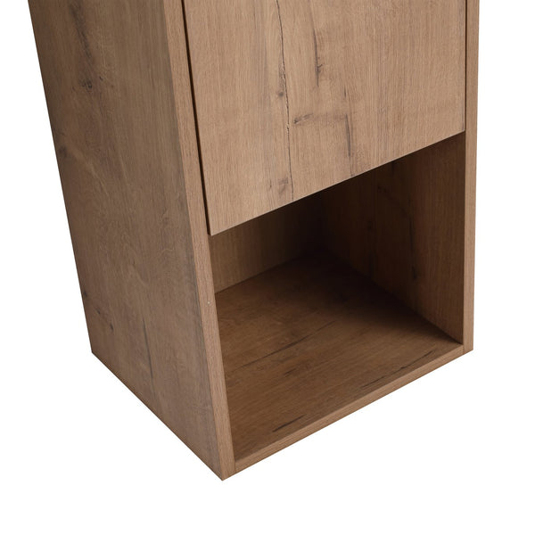 English Elm 12" Bathroom Side Cabinet with Soft-Close Hinges, Wall-Mounted Floating Oak Finish, Space-Saving Storage W999P283315