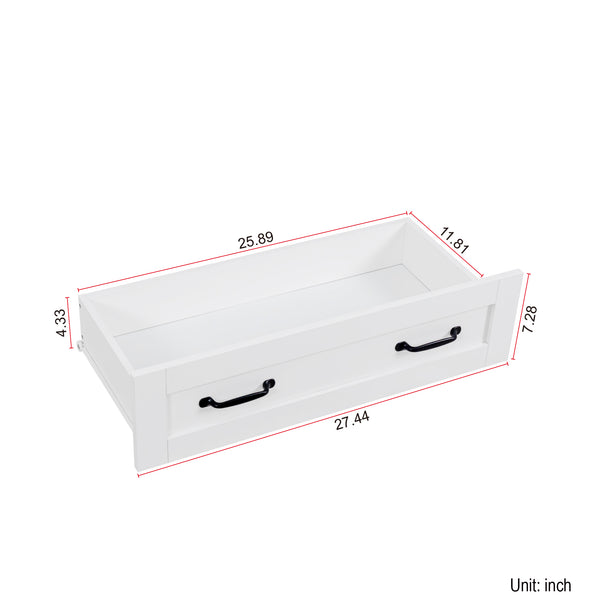 English Elm Modern White 6-Drawer Side Cabinet with Metal Handles – Spacious Wood Chest for Living Room, Bedroom Storage W331S00164