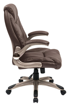 OSP Home Furnishings Faux Leather Mid Back Manager Chair with Lumbar Support and Pneumatic Height Adjust FLH24981-U1