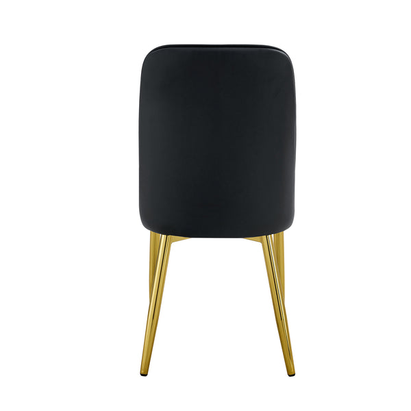English Elm Table and Chair Set Marble Glass Top Gold Legs Black Pu Seats Modern Dining W1151S04650