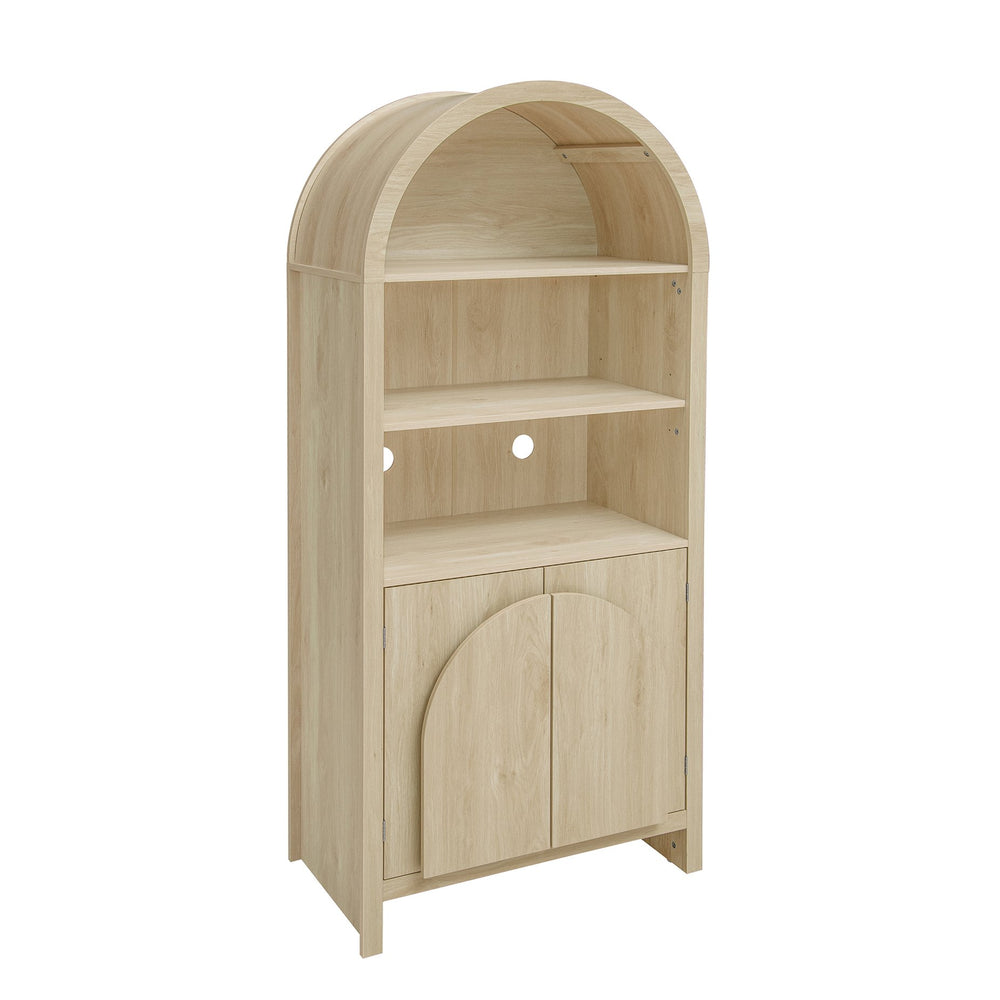 English Elm Arched Modern Farmhouse Storage Cabinet With Adjustable Shelves For Kitchen, Living Room & More W688P278910
