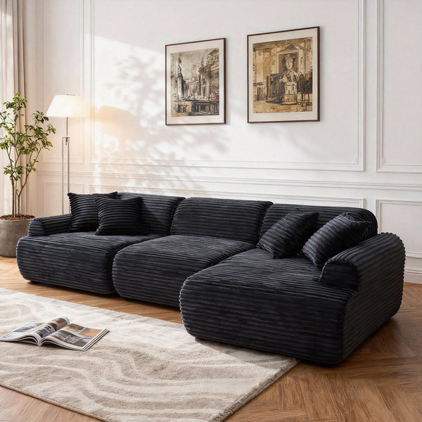 English Elm 105'' Modular Sectional with Woven Upholstery Washable Covers for Living Room W3565S00018