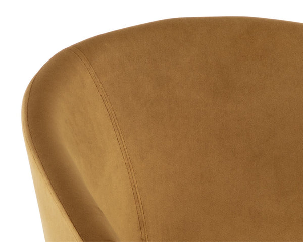 Sunpan THATCHER Dining Armchair - Stylish Black & Gold Sky Upholstered Barrel-Back for Modern Spaces 107978