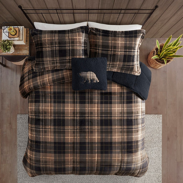 English Elm King Plush-To-Sherpa Reversible Down Alternative Comforter Set - Cozy, Hypoallergenic, Machine Washable! B035100506