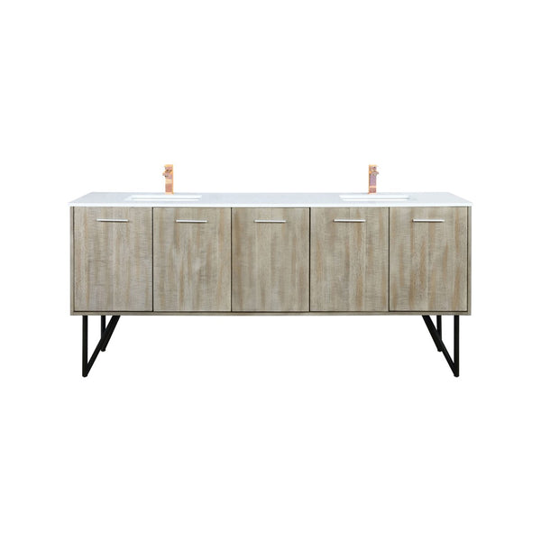 English Elm Rustic Acacia Double Bath Vanity 80" W X 20" D With Cultured Marble Top & Elegant Rose Gold Faucet Set B2731P259722-GIGA