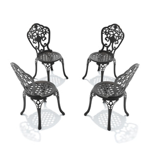English Elm Cast Aluminum Outdoor Dining Chairs Set of 4 with Carved Petal Geometric Detail W1710S00674