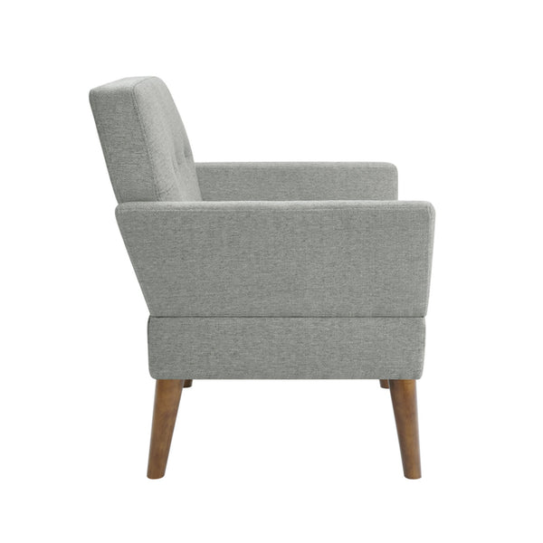 English Elm Modern Hand-tufted Lounge Chair Solid Wood Legs Mid-century Accent Seat for Living Room Gray B035P482918
