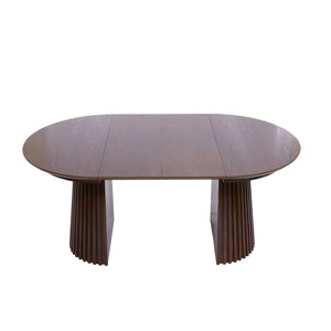 English Elm Dining Table Oval Solid Wood Extendable Natural Finish for Flexible Seating Gatherings N768P399829D