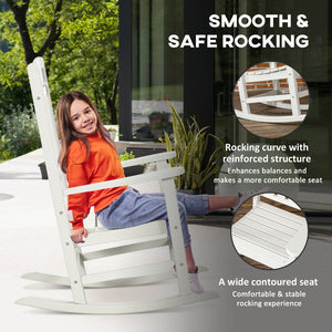 English Elm Outsunny Outdoor Rocking Chair – All-Weather Hdpe, Rustic Design, Oversized Comfort, 350Lbs Capacity W2225P217089-GIGA