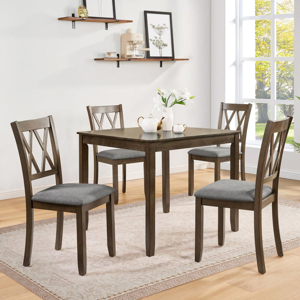 English Elm Dining Chairs Set Of 4 - Ergonomic Walnut Wooden Dining Room Chairs With Padded Seats & Style W1998P317437