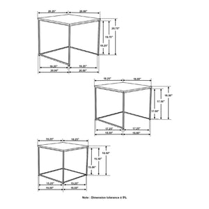 English Elm 3-piece Solid Sheesham Nesting Tables with Natural Grain Tops & Black Iron Frames for Small Spaces B016P384776