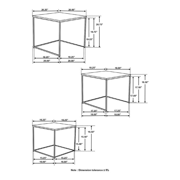 English Elm 3-piece Solid Sheesham Nesting Tables with Natural Grain Tops & Black Iron Frames for Small Spaces B016P384776