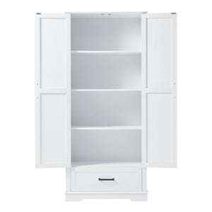 English Elm Tall Bathroom Storage Cabinet — Slim 72.64" White MDF Organizer with 2 Doors, Drawer, Adjustable Shelves, Anti-Tip WF326355AAK