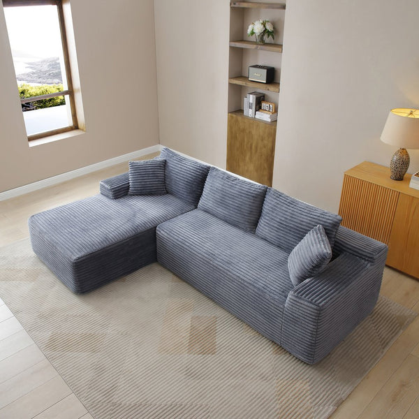 English Elm 105'' Modular Cloud Sectional Corduroy Couch Deep Seat L-shape for Living Room W1117S00415