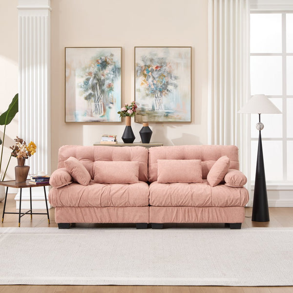 English Elm Cloud Modular Sectional Sofa Deep Seat Flannelette Upholstered Living Room Couch Pink W2120S00020