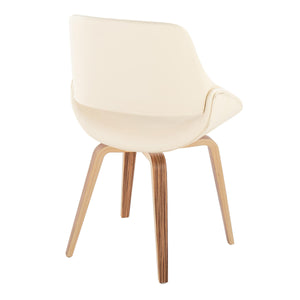 English Elm Mid-century Modern Dining Chairs Faux Leather Seat Zebra Bentwood Legs Set of 2 B202S01237