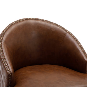 English Elm United We Win Quilted Microsuede Swivel Barstool with Wood Legs and Gold Rivet Trim Brown W1568P361704