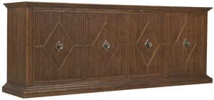 Hooker Furniture Driftwood Buckboard Entertainment Credenza With Soft-Close Doors, Ventilated Av Panels & Wine Storage Medium Wood 6820-55490-85