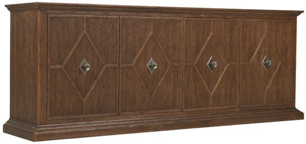 Hooker Furniture Driftwood Buckboard Entertainment Credenza With Soft-Close Doors, Ventilated Av Panels & Wine Storage Medium Wood 6820-55490-85