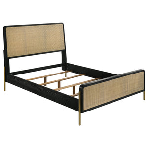English Elm Anser 4-Piece Queen Bedroom Set – Modern Rattan With Gold Accents, Ample Storage & Elegant Design B062S01253