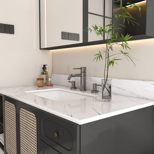 English Elm 43 Inch Marble Vanity Top - Elegant Bianco Carrara Venato With Undermount Sink & 3 Faucet Holes W2700P194077