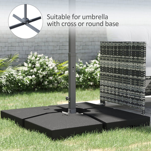 English Elm Outsunny 4-Piece Heavy-Duty Patio Umbrella Base Set, 176 Lbs Water Or 264 Lbs Sand Capacity, Black W2225P174178-GIGA