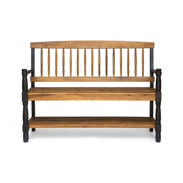 English Elm Christopher Knight Home® - Imperial Farmhouse Storage Bench - Handcrafted Acacia Wood Seat With Teak Finish For Entryways & More 62539.00BLK