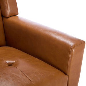 English Elm Modern Soft Leather Accent Chair with Ergonomic PU Upholstery, Solid Wood Black Legs, 250lb Capacity, Compact Living Room Seat W676P174742