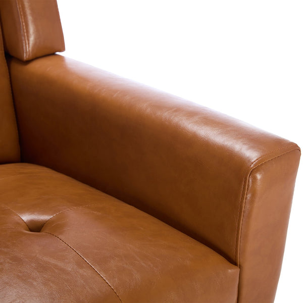 English Elm Modern Soft Leather Accent Chair with Ergonomic PU Upholstery, Solid Wood Black Legs, 250lb Capacity, Compact Living Room Seat W676P174742