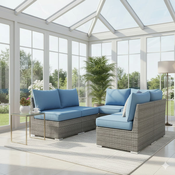 English Elm 59.8"width Outdoor Pe Rattan Modular Loveseat Set with Weather Resistant Cushions B082P455123