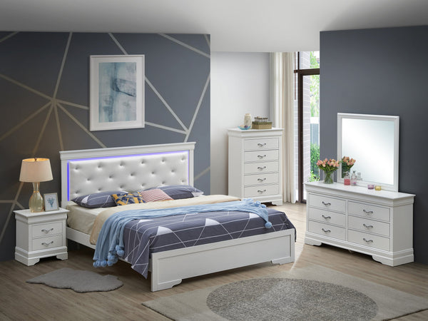English Elm Elegant Silver Champagne Queen Bed with Transitional Design, Durable Particle Board, 53"H x 63"W x 85"D B078S00532