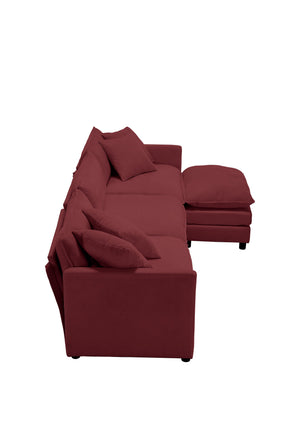 English Elm 108-inch Modular Chenille Sectional Sofa Deep Seat L-shape for Open Living Rooms Red W2795S00048