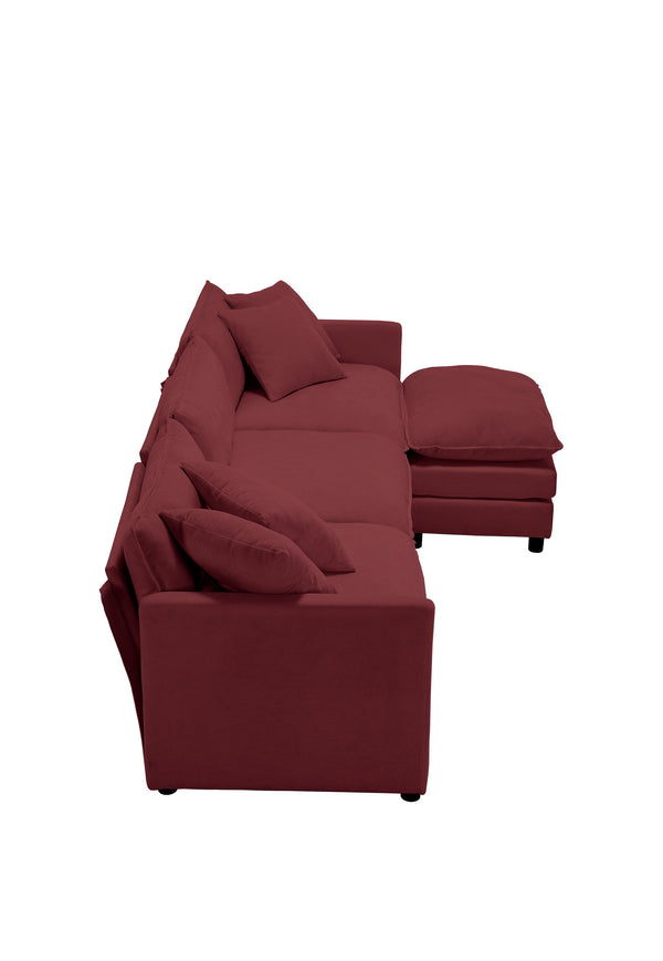 English Elm 108-inch Modular Chenille Sectional Sofa Deep Seat L-shape for Open Living Rooms Red W2795S00048