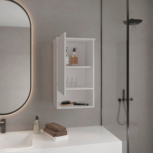 English Elm Medicine Compact Wall Cabinet with Mirror Door, Engineered Wood Storage, Durable, Space-Saving Design White 29.92 L x 17.32 W x 4.33 H B097P250857